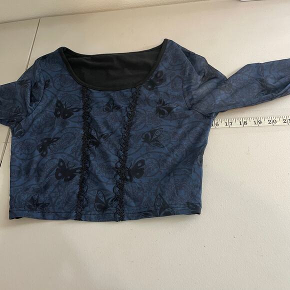 Tim Burton's Corpse Bride Romwe Black Blouse sheer butterfly Medium Whimsigoth - Picture 11 of 15